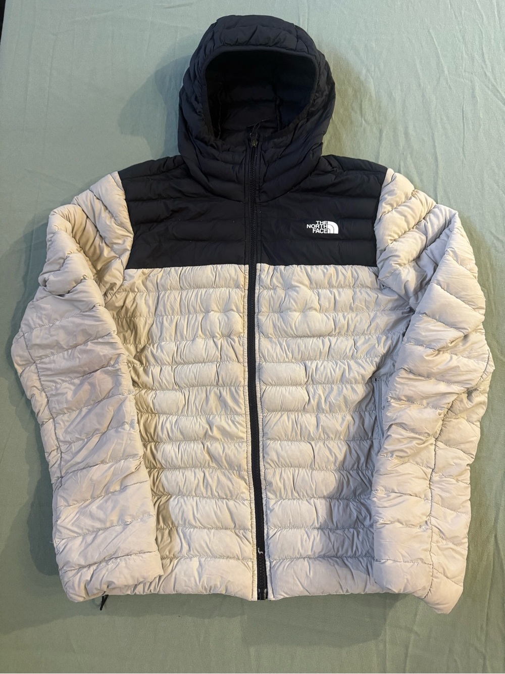 Men's The North Face 700 Hooded Puffer Jacket Cream/Black s